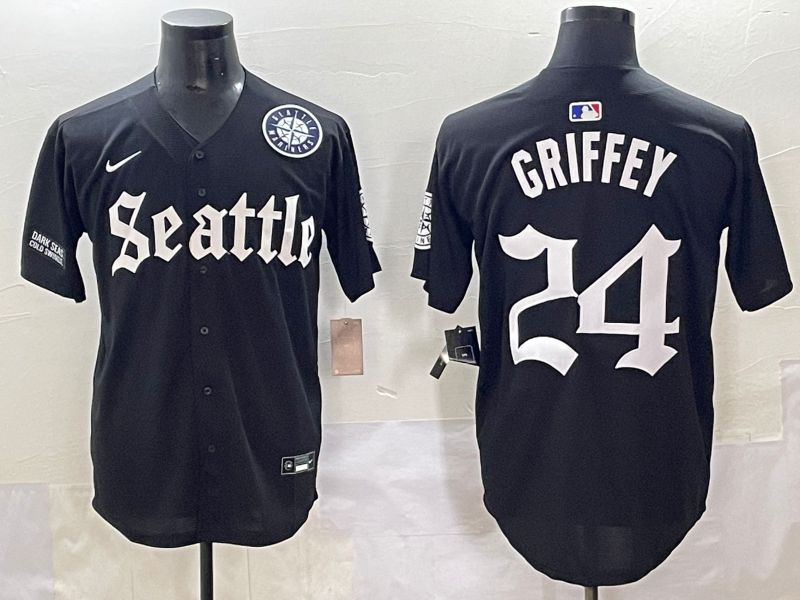 Men 2025 Seattle Mariners #24 Griffey Black Five generations Joint Name Nike MLB Jersey style 17->seattle mariners->MLB Jersey